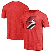 Portland Trail Blazers Red Distressed Logo Fanatics Branded Tri-Blend T-Shirt